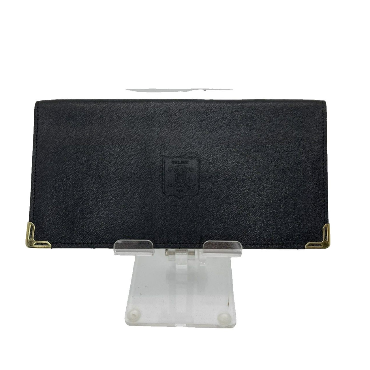 Celine Macadam Leather Long Bifold Wallet Black Authentic Vintage106